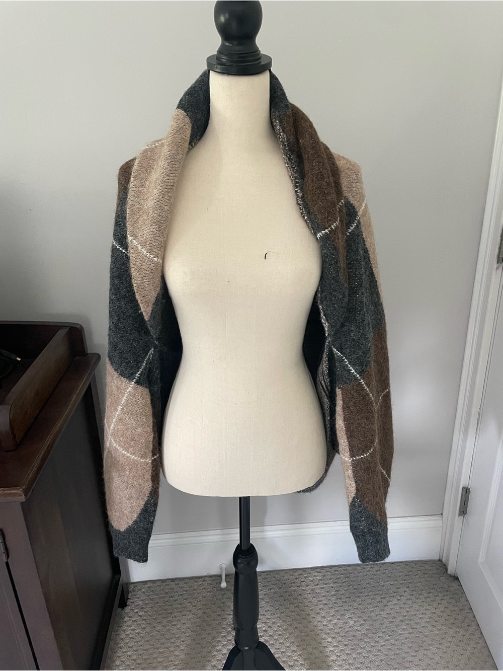 Promesa Women's Open Colorblock Cardigan in Gray and Brown